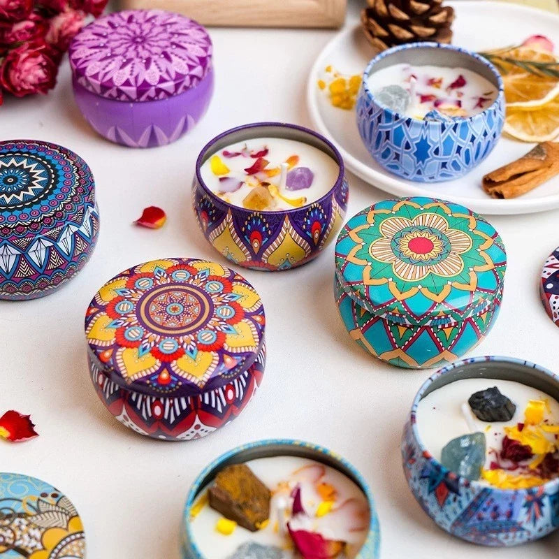 4Pcs Desert Bloom Candle Set with Decorative Patterned Jars and Fragrance Collection for Home Decor and Gifting