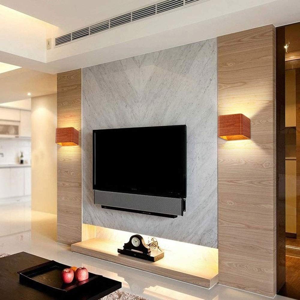 Wabi Sabi Wall Lamp with Imitation Wood LED Up Down Design for Bedrooms Corridors and Living Rooms