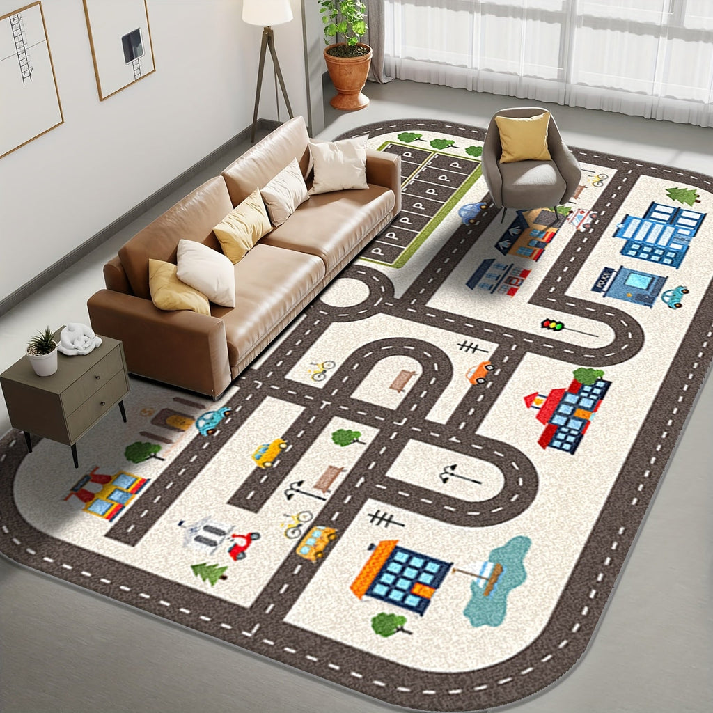 Parking Lot Educational Play Mat for Children’s Reading, Crawling, and Toy Areas