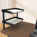 Clamp Desk Shelf with Two Tier Wood Shelving for Office Desk and Gaming Accessory Storage