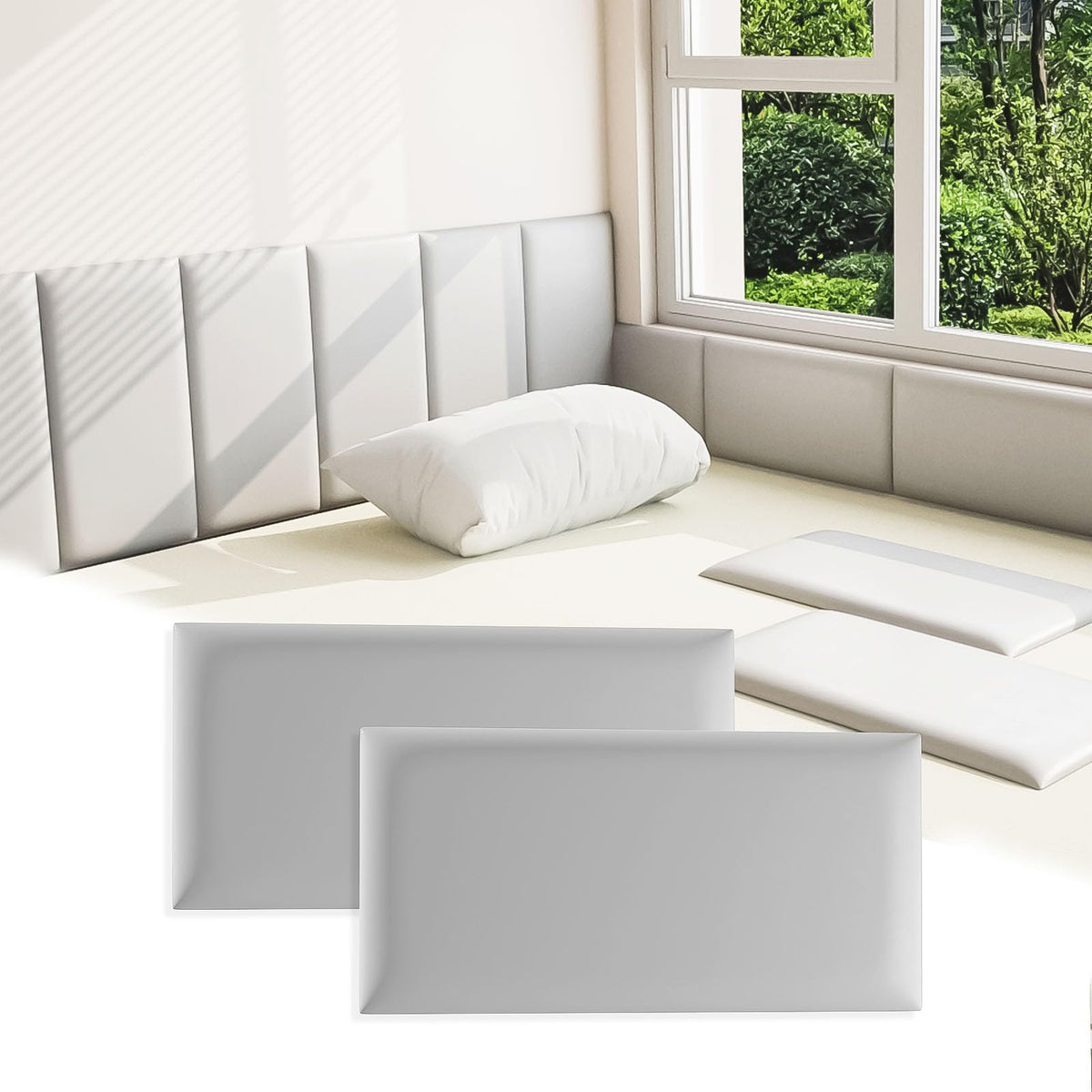 2 Pcs Safety Wall Cushion with Faux Leather Padding Design for Playrooms Kindergartens and Indoor Wall Protection (8×20"/20×50cm)