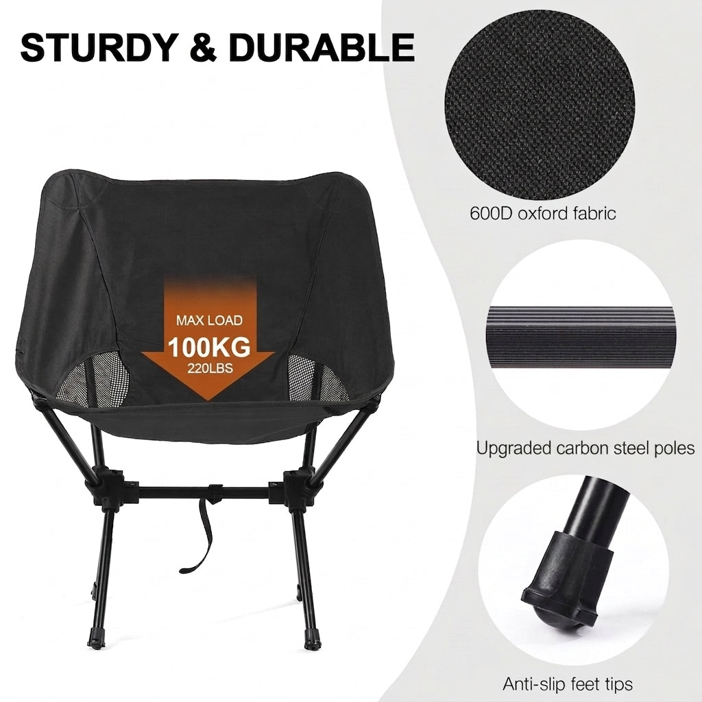 Ultralight Backpacking Moon Chair with Foldable Aluminum Frame for Camping Beach and Outdoor Travel