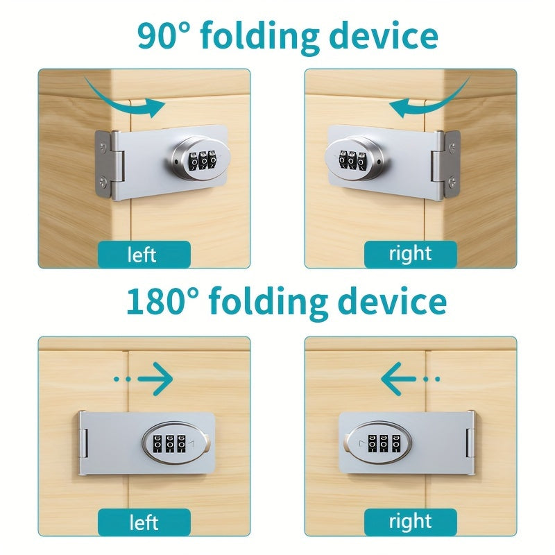 Keyless Combination Padlock with Zinc Alloy Password Design for Cabinets Drawers and Household Storage
