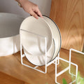 Metal Plate Holders Organizer with Rubber Guard Lining for Cabinet Counter Display and Dish Drying