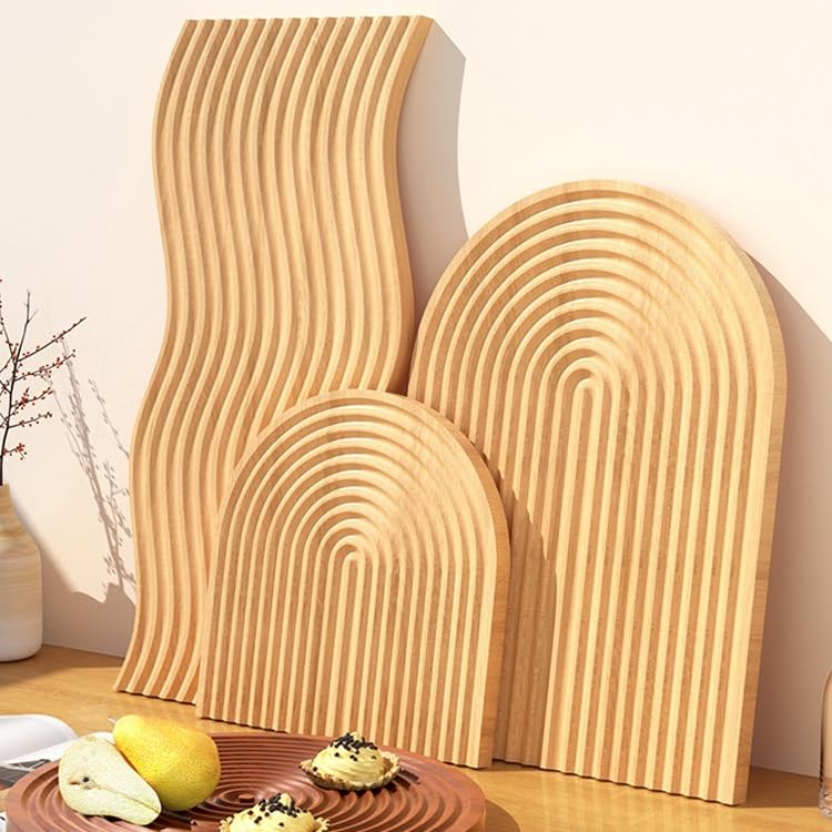 Wave Shaped Wooden Decorative Tray in Beech Wood for Coffee Table Display Serving and Home Decor