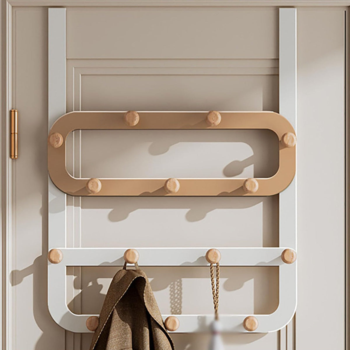 Powder-Coated Metal Over-the-Door Hook Rack, Easy-Install Hanging Organizer for Entryways, Bedrooms, or Bathrooms, Space-Saving Storage Solution
