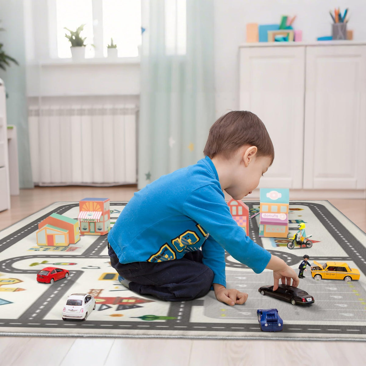 Parking Lot Educational Play Mat for Children’s Reading, Crawling, and Toy Areas