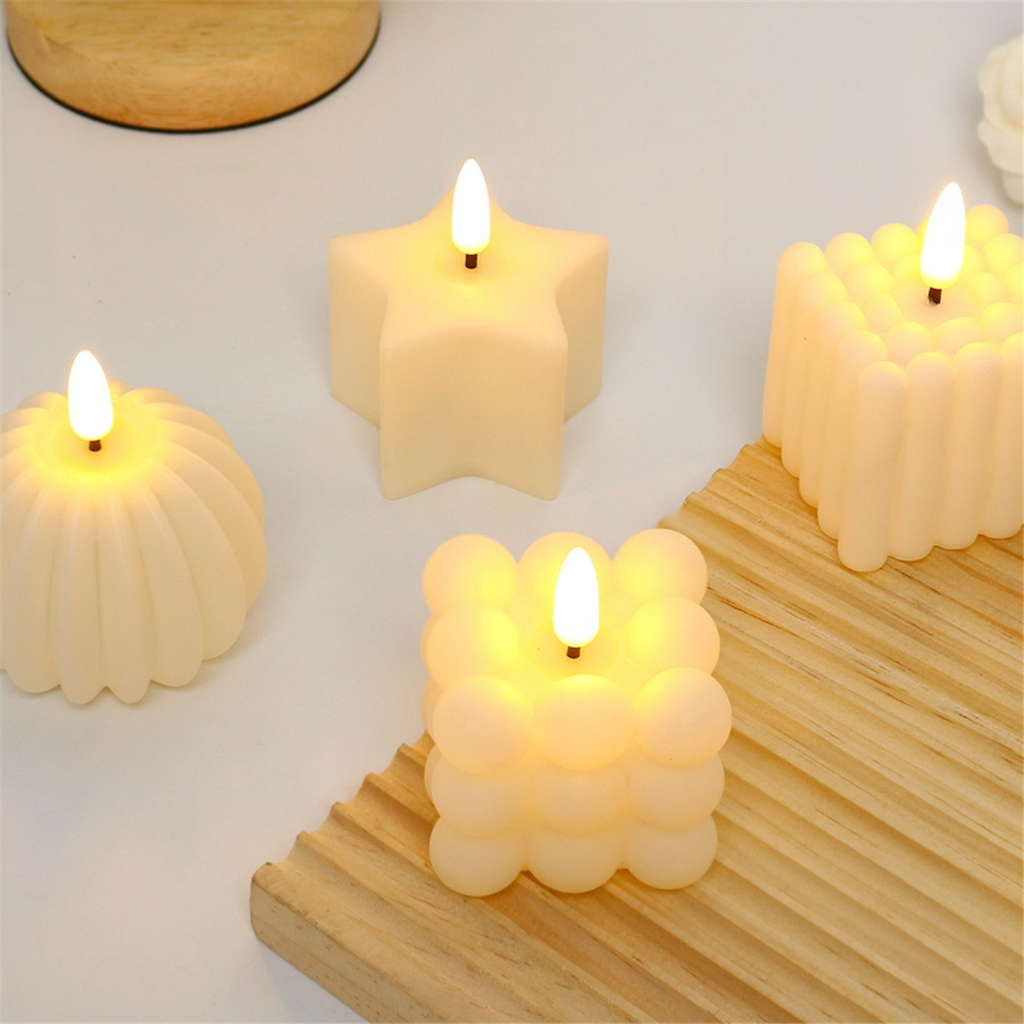 Cube Simulated LED Candle Light with Decorative Flameless Design for Home Décor and Ambient Lighting