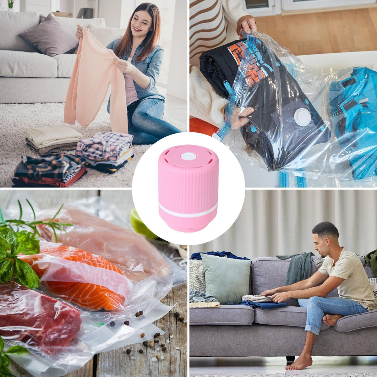 5Pcs Jumbo Vacuum Storage Bags with Hand Pump for Bedding Clothes