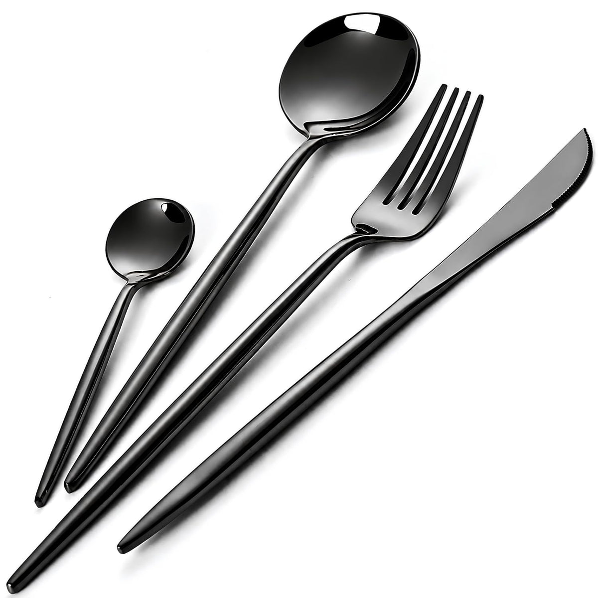 16 Piece Matte Cutlery Set 304 Stainless Steel Knife Fork Spoon Set for Kitchen Dining and Table Use