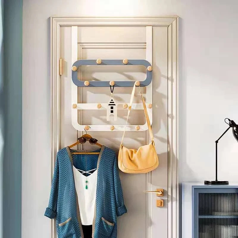 Powder-Coated Metal Over-the-Door Hook Rack, Easy-Install Hanging Organizer for Entryways, Bedrooms, or Bathrooms, Space-Saving Storage Solution
