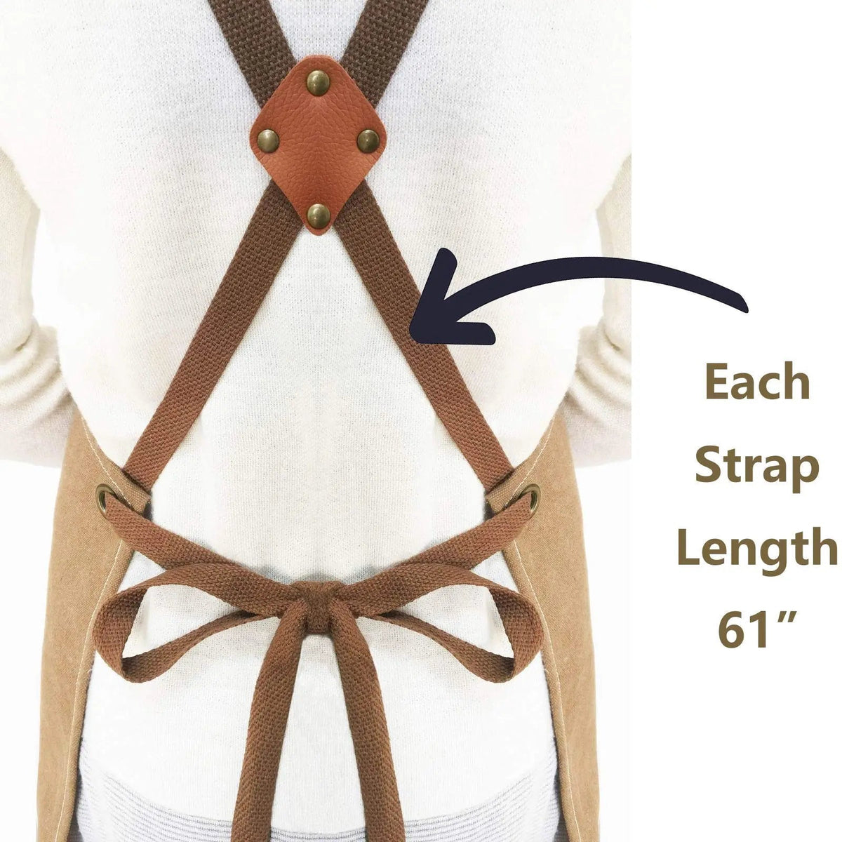 27×30" Cotton Canvas Cross Back Chef Apron with Oversized Pockets for Kitchen and Workshop