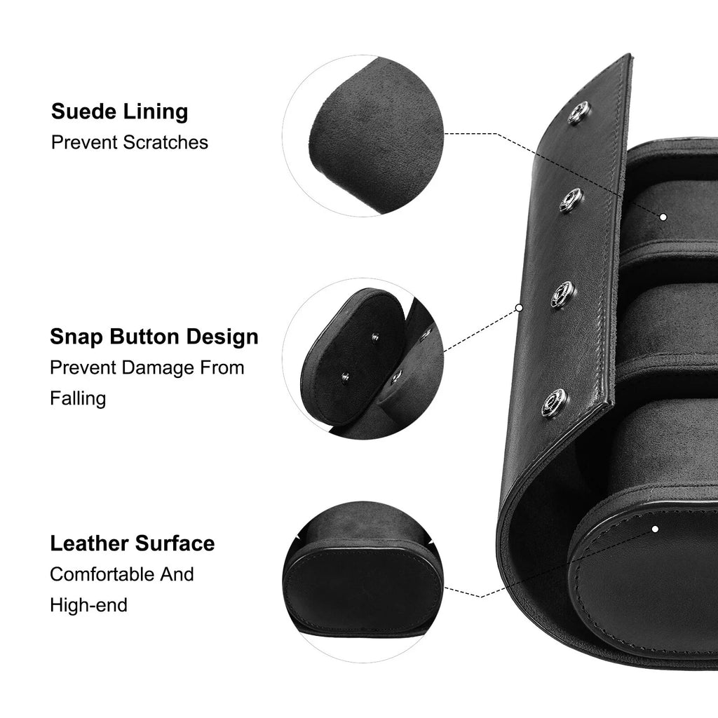 Luxury Genuine Leather Watch Roll with 3 Slots for Travel, Home Storage, and Organizer Pouch for Timepieces
