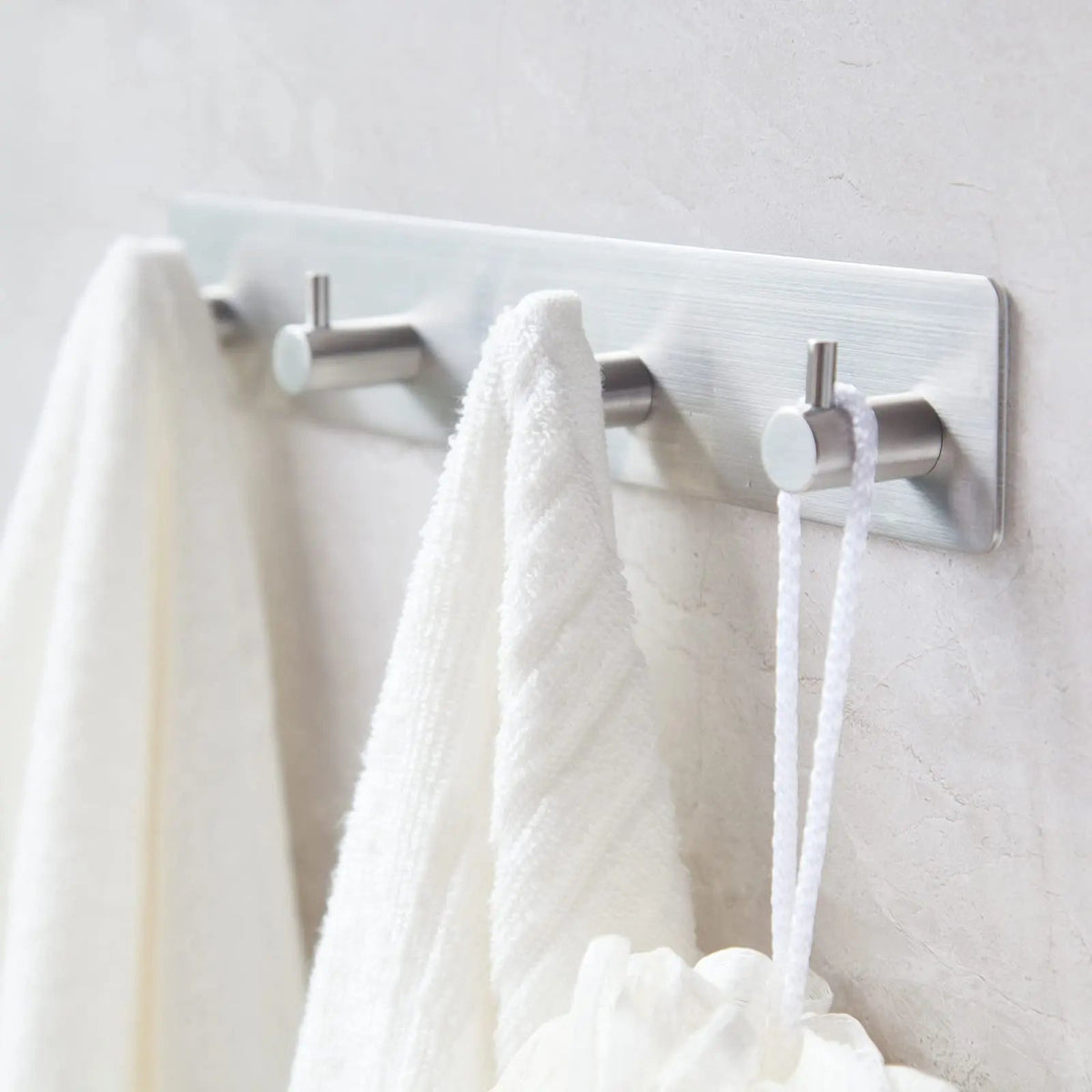 Self Adhesive Stainless Steel Hooks with Brushed Finish for Bathroom Kitchen and Key Storage