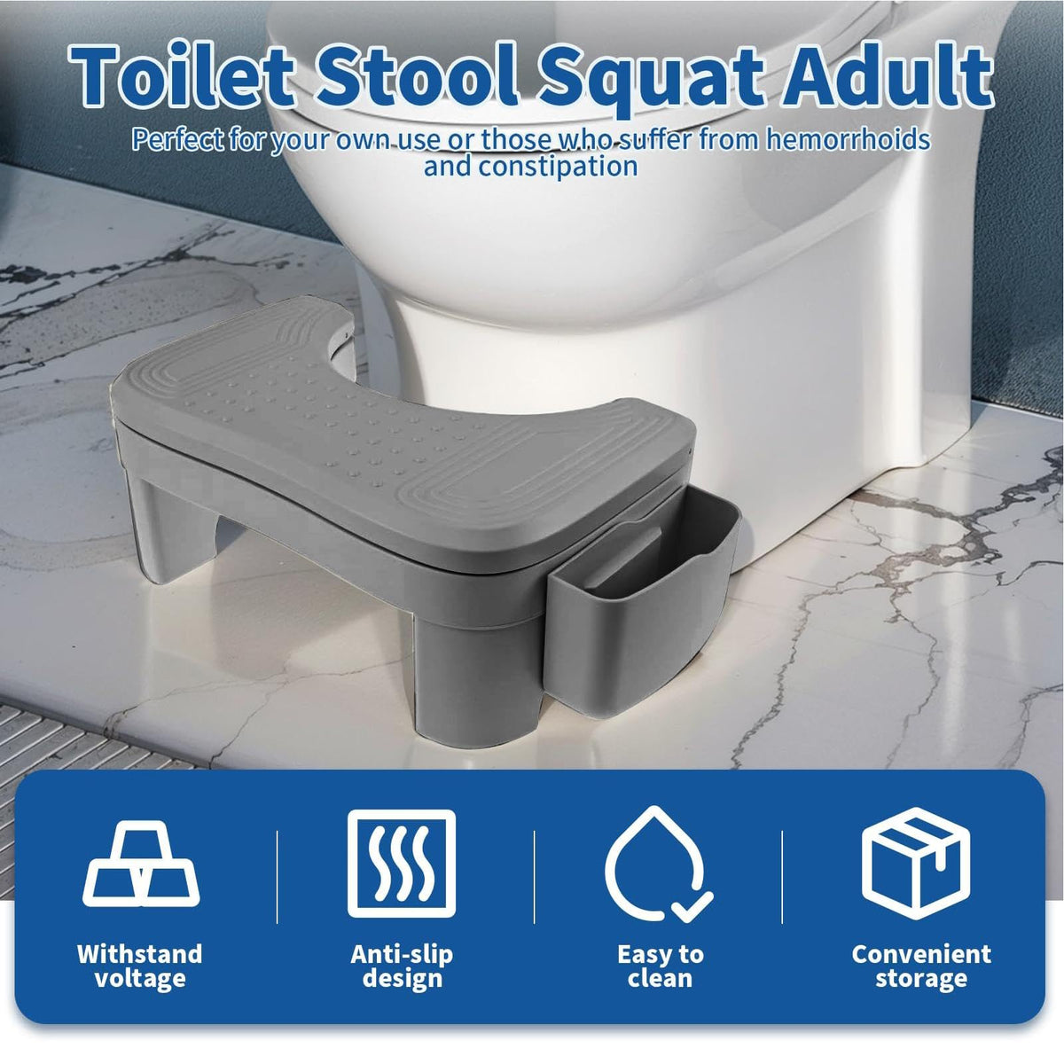 Toilet Footrest Stool with Ergonomic Squatting Design for Bathroom and Everyday Home Use