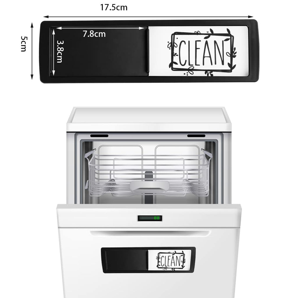 Dishwasher Magnet Clean Dirty Sign with Sliding Indicator and Rustic Black White Design for Kitchen Organization