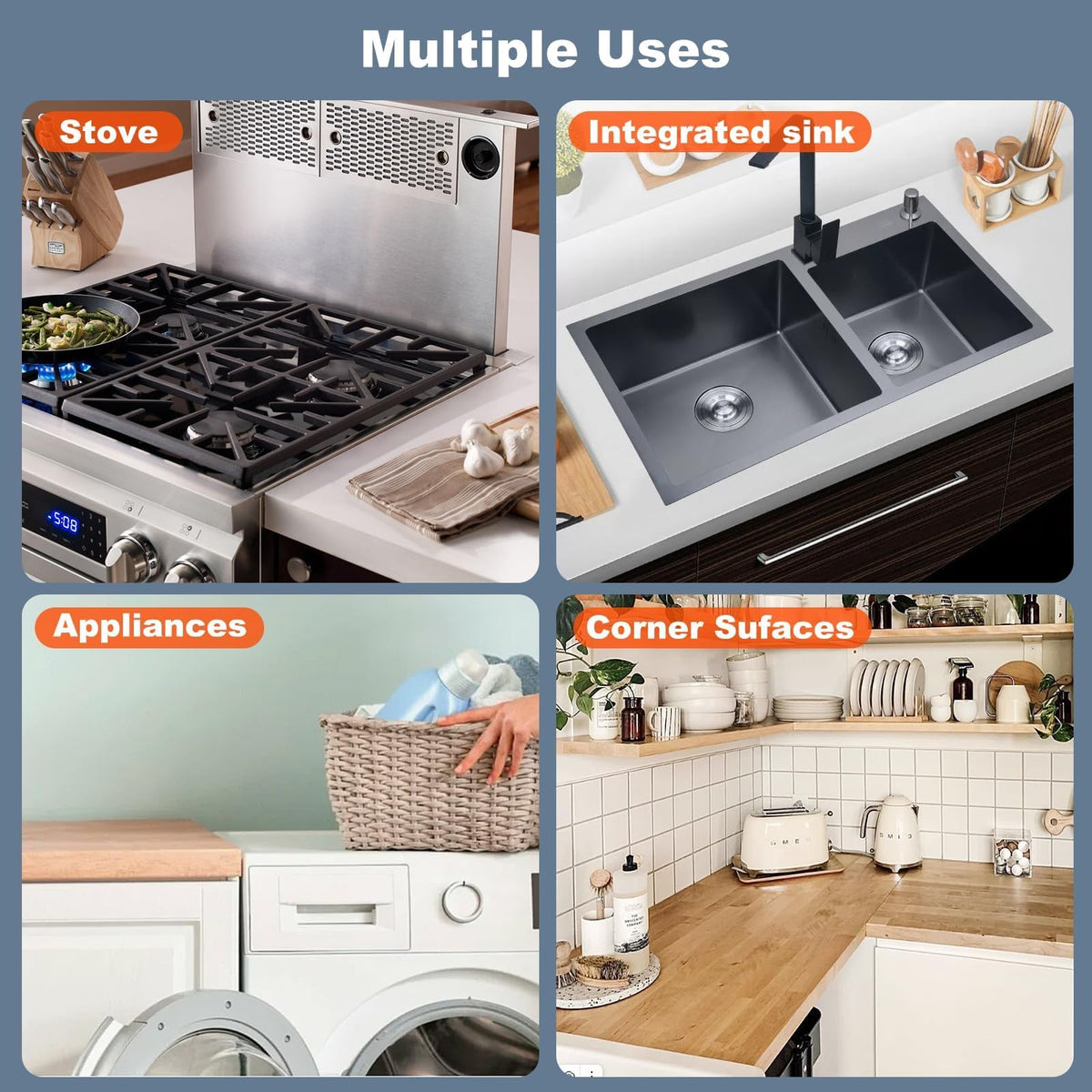 Adjustable Stainless Steel Stove Gap Covers for Kitchen Counter Spill Protection and Gap Filling