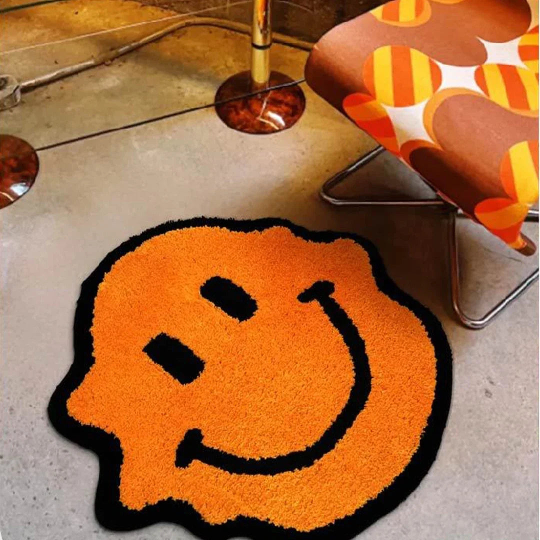 Twisted Smiling Tufted Handmade Carpet Rug, Soft Fluffy Microfiber Polyester Floor Mat with Rubber Backing for Bedroom, Bathroom, and Room Decor