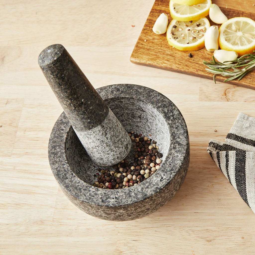 Granite Mortar and Pestle Set for Grinding Herbs, Spices, Garlic and Homemade Sauces