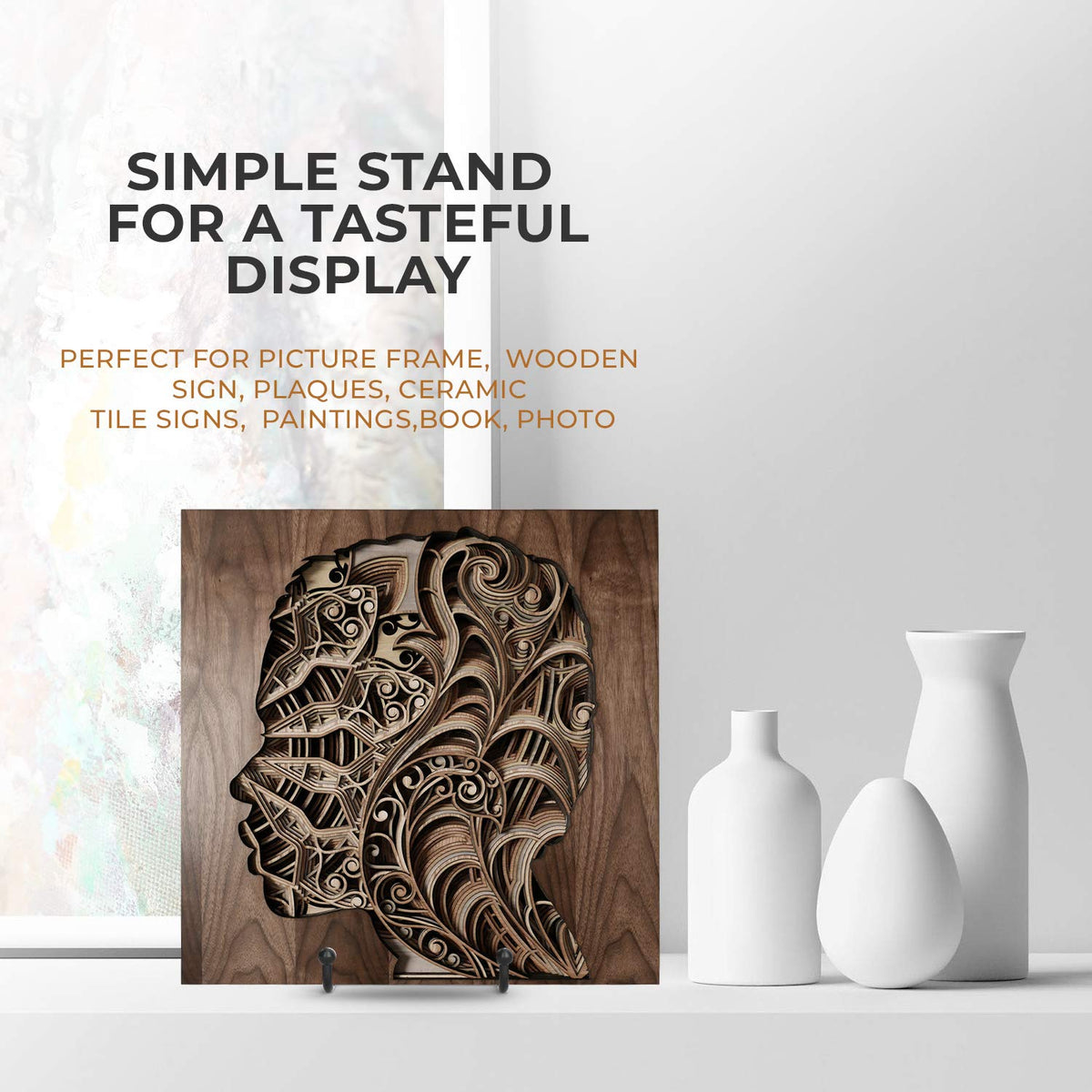 Iron Art Display Stand Metal Holder for Plate Bowl Frame Book and Decorative Countertop Display