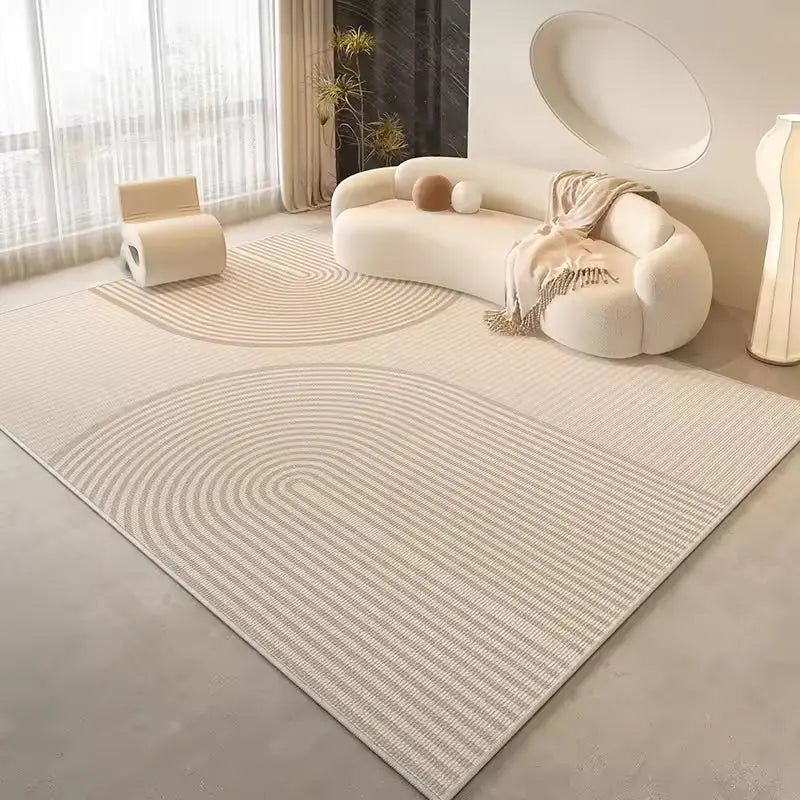 Fluffy Cream Style Anti-Slip Floor Rug for Living Room and Bedroom Decor