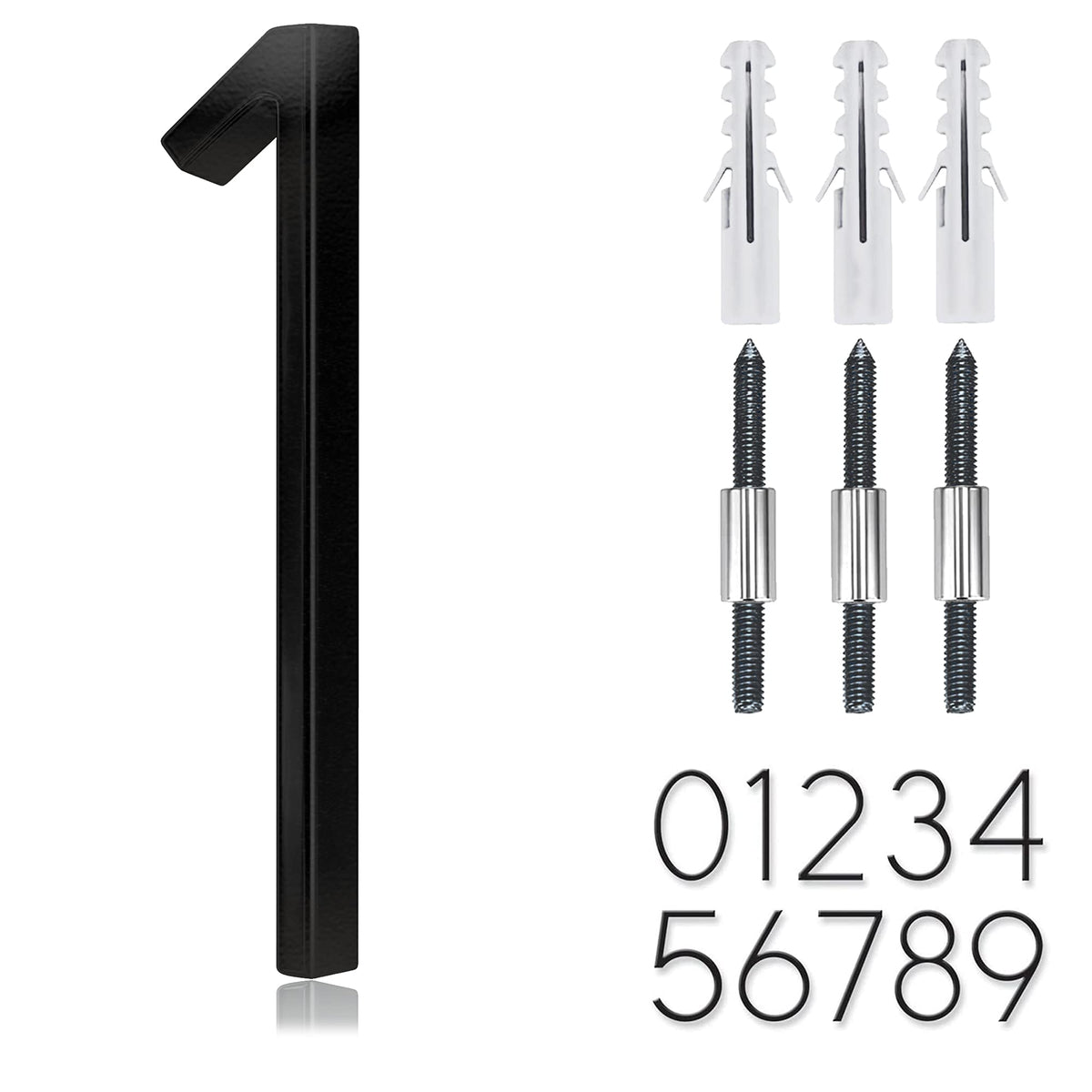 6 Inch Stainless Steel House Number with Floating Mount Design and Black Coating for Address Display and Mailbox Use