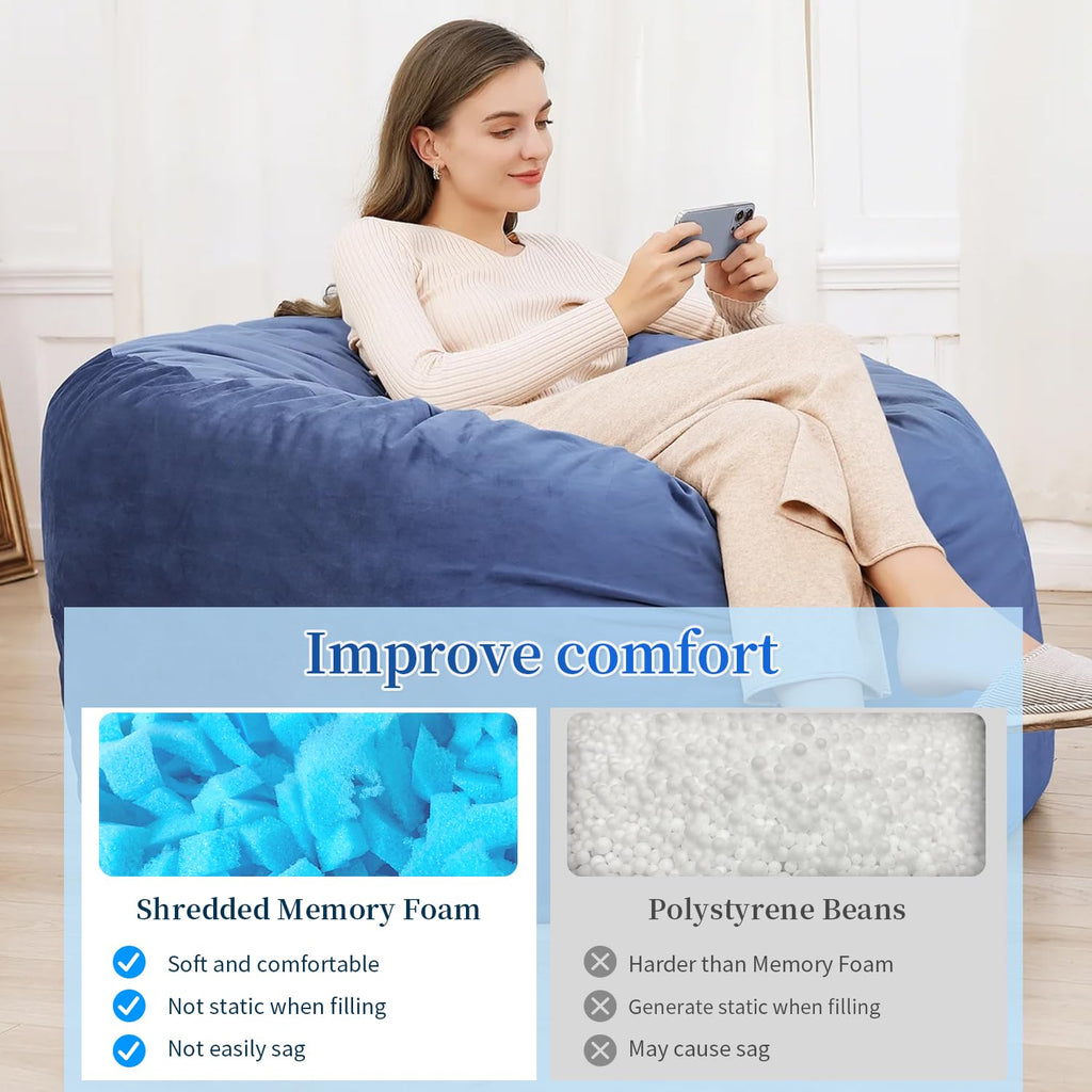 Bean Bag Filler Shredded Memory Foam with Soft Resilient Texture for Cushions and Craft Filling