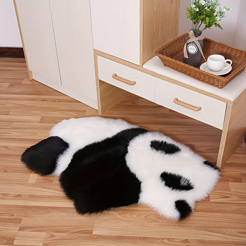 Wool-Like Panda Koala Animal-Shaped Faux Fur Carpet Rug for Living Room, Bedroom, or Sofa, Fluffy Decorative Floor Covering