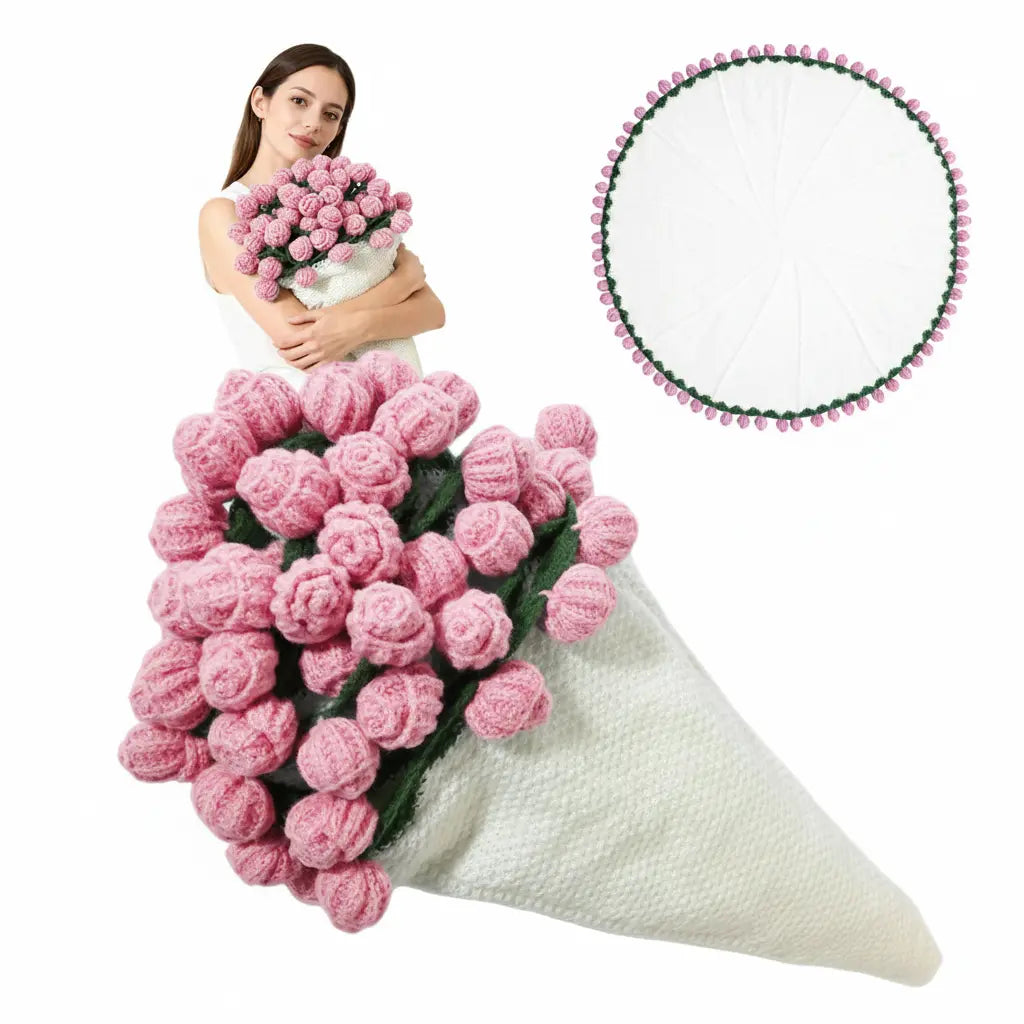 Crochet Rose Blanket with Handcrafted Floral Design for Cozy Home Decor