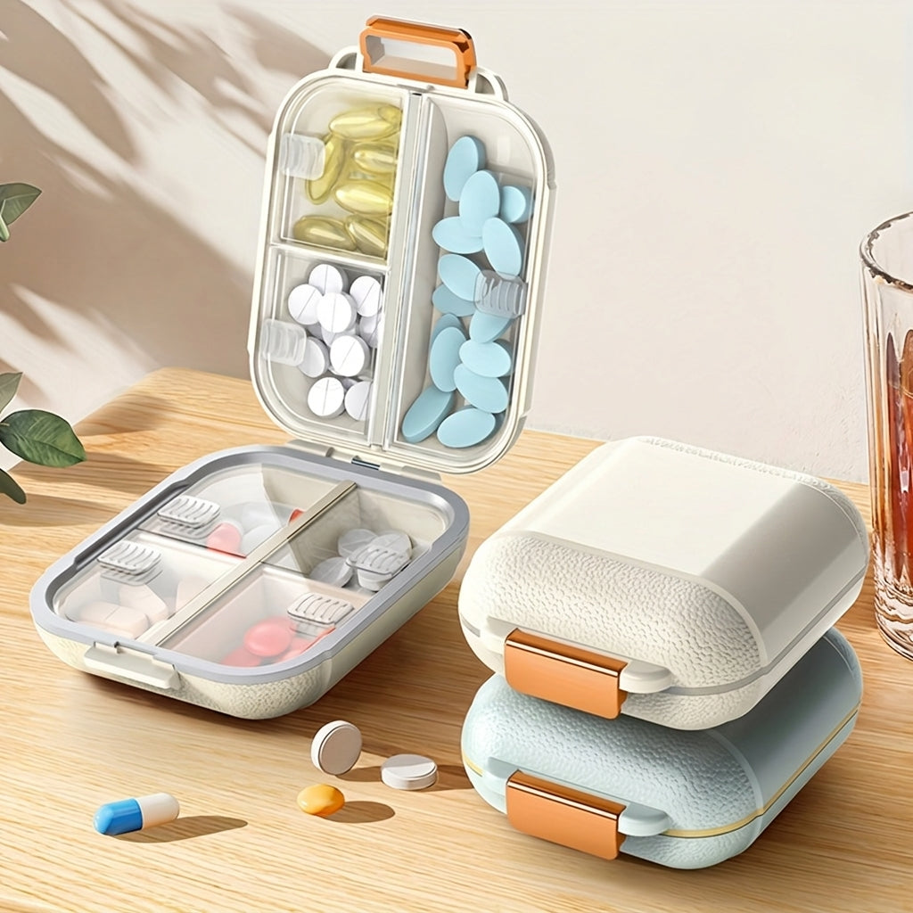 Portable 7-Grid Weekly Travel Pill Organizer, Mini Medicine Storage Box with Moisture-Proof Sealing for Tablets, Vitamins, and Daily Supplements