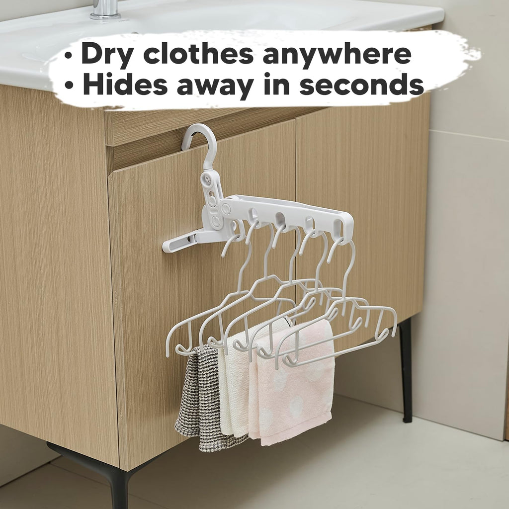 Foldable Clothes Drying Rack with Adjustable Hook Design for Travel and Small Space Laundry Use