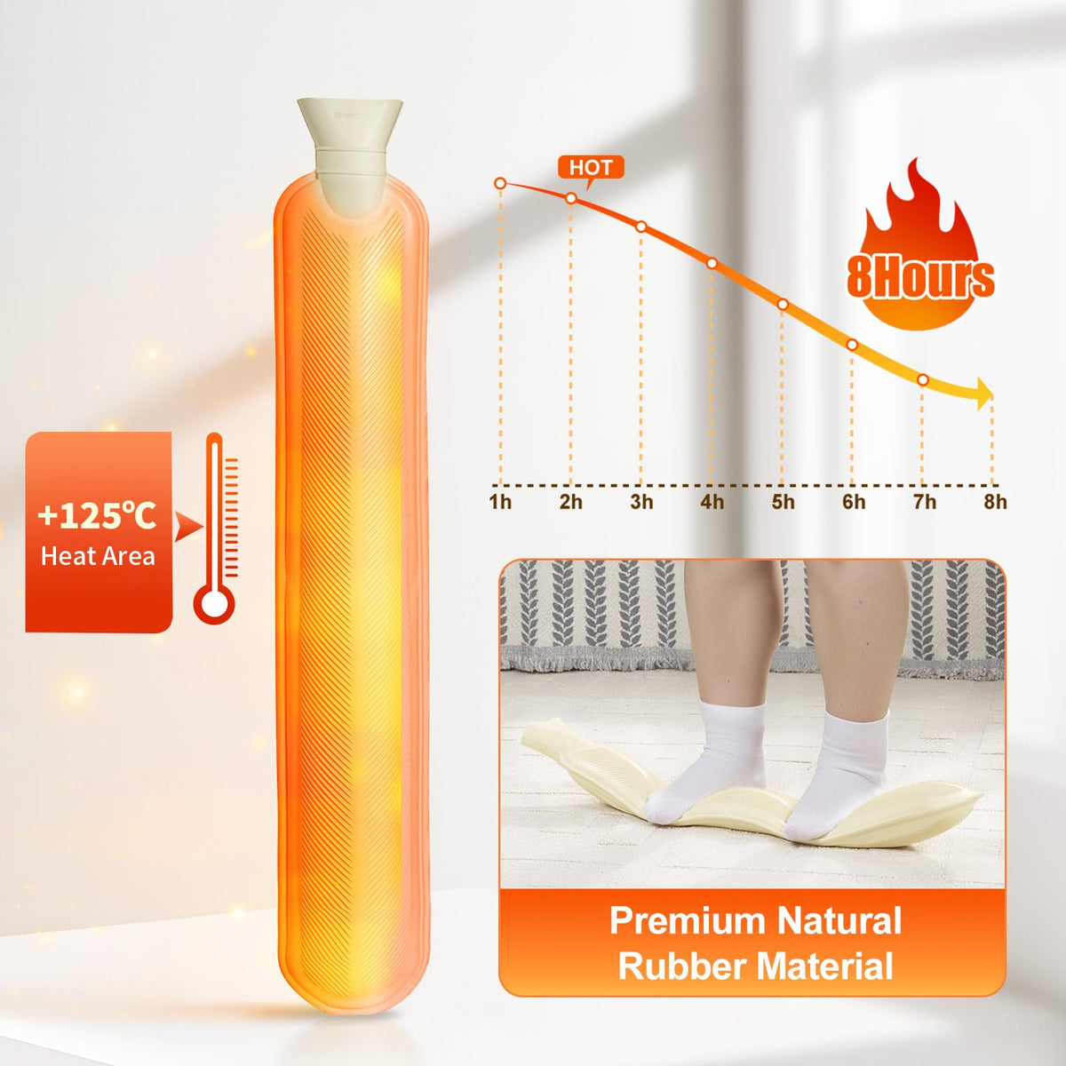 Rubber Bottle with Soft Removable Cover for Warm and Cold Compress Use