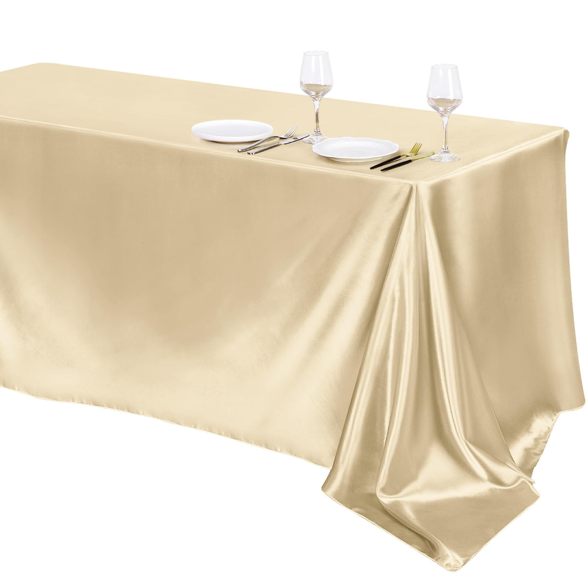 Rectangle Satin Tablecloth Smooth Solid Color Table Cover for Wedding Party Dining Table Decor 57×57" (145×145cm)