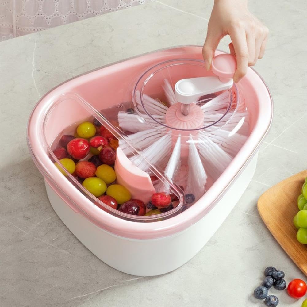 720° Rotating Fruit and Vegetable Washer with Drain Basket for Kitchen Cleaning and Food Preparation