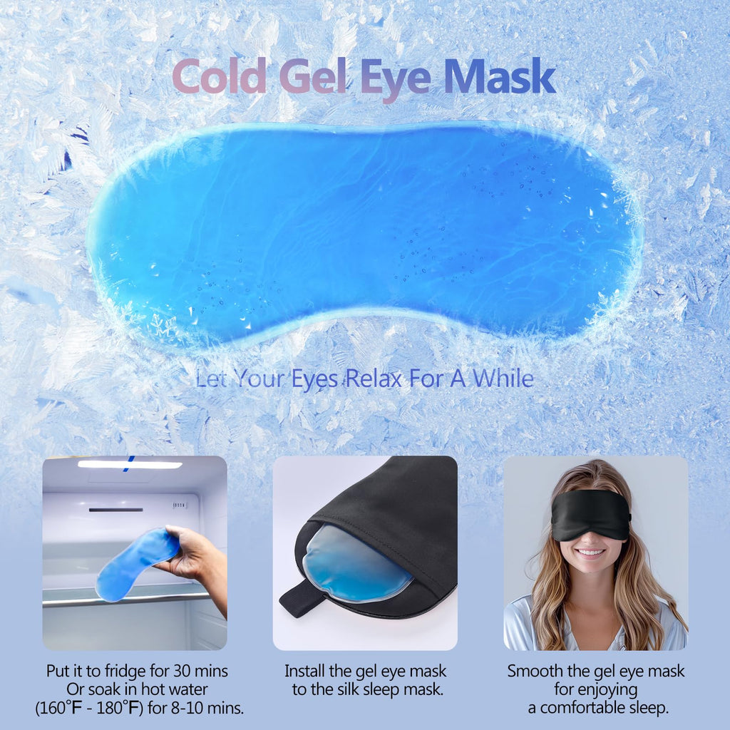 Cooling Gel Sleep Mask with 3D Contoured Blackout Design for Rest and Travel