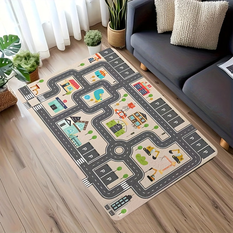 Parking Lot Educational Play Mat for Children’s Reading, Crawling, and Toy Areas