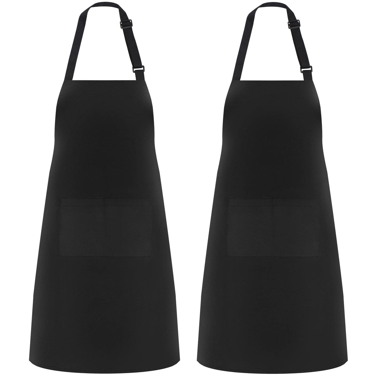 2 Pcs Striped Kitchen Cooking Apron Adjustable Neck Bib Apron with Two Pockets for Chef Baking Restaurant Work