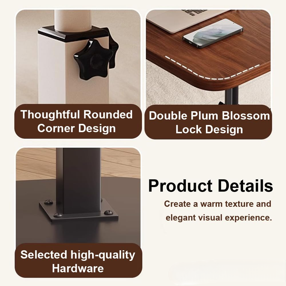 Adjustable Wooden Side Table with Freestanding Metal Frame for Flexible Home Storage and Everyday Use
