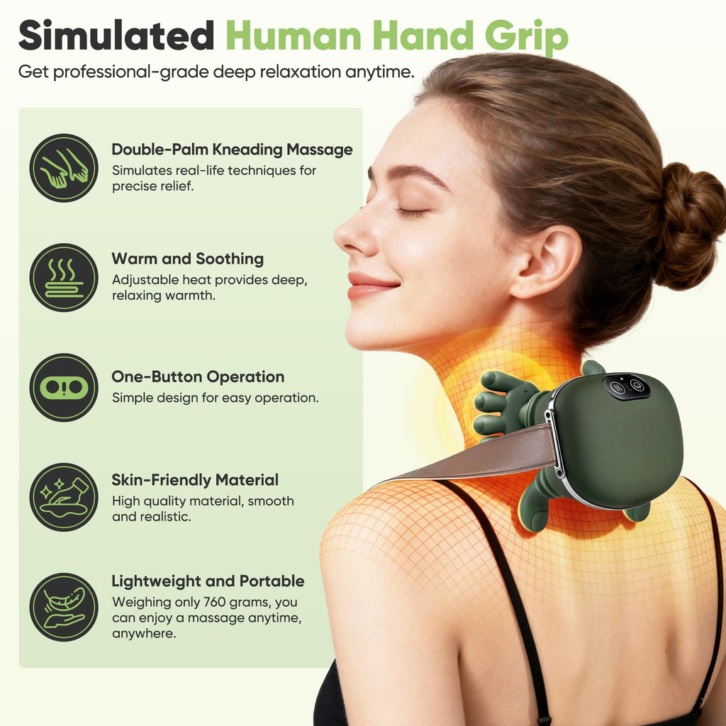 Heated Neck Shoulder Massager Electric Kneading Massage Pillow for Back Waist Leg Relaxation