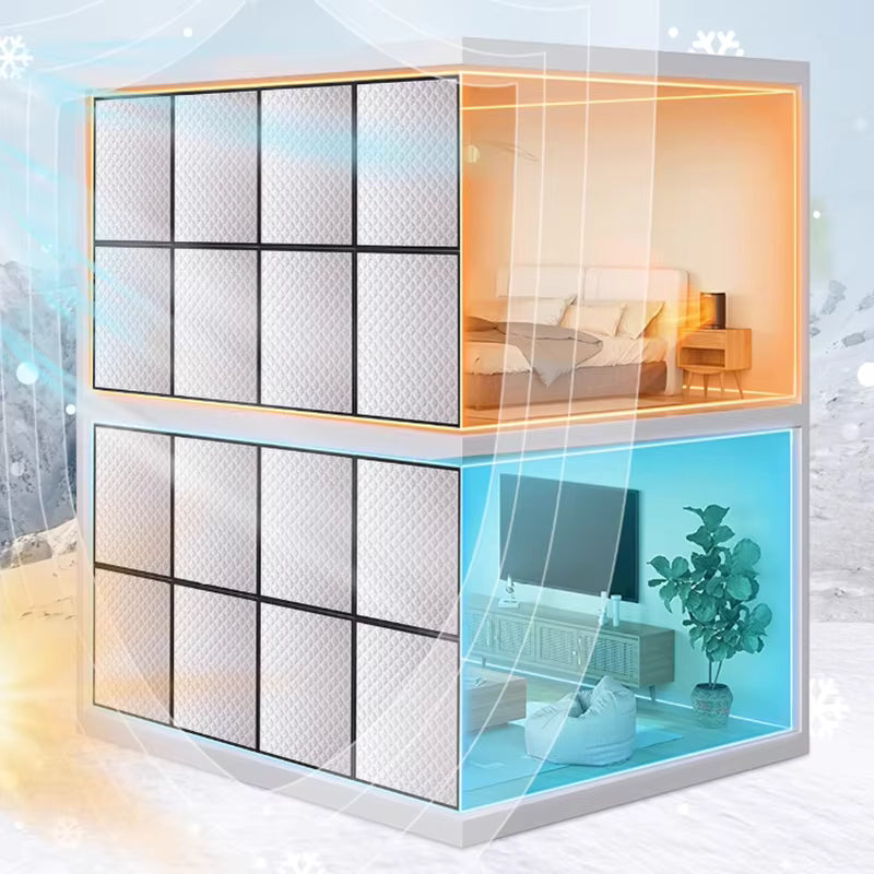 Thermal Window Cover with Removable Hook and Loop Design for Seasonal Insulation