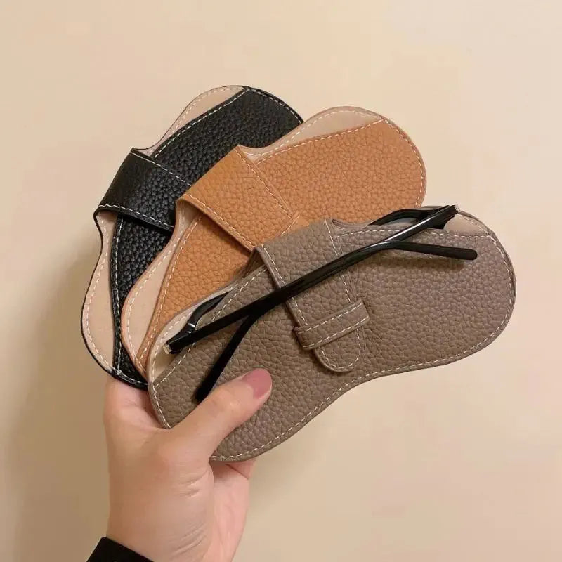 Soft Leather Glasses Case Slim Portable Eyeglasses Pouch for Travel and Daily Storage
