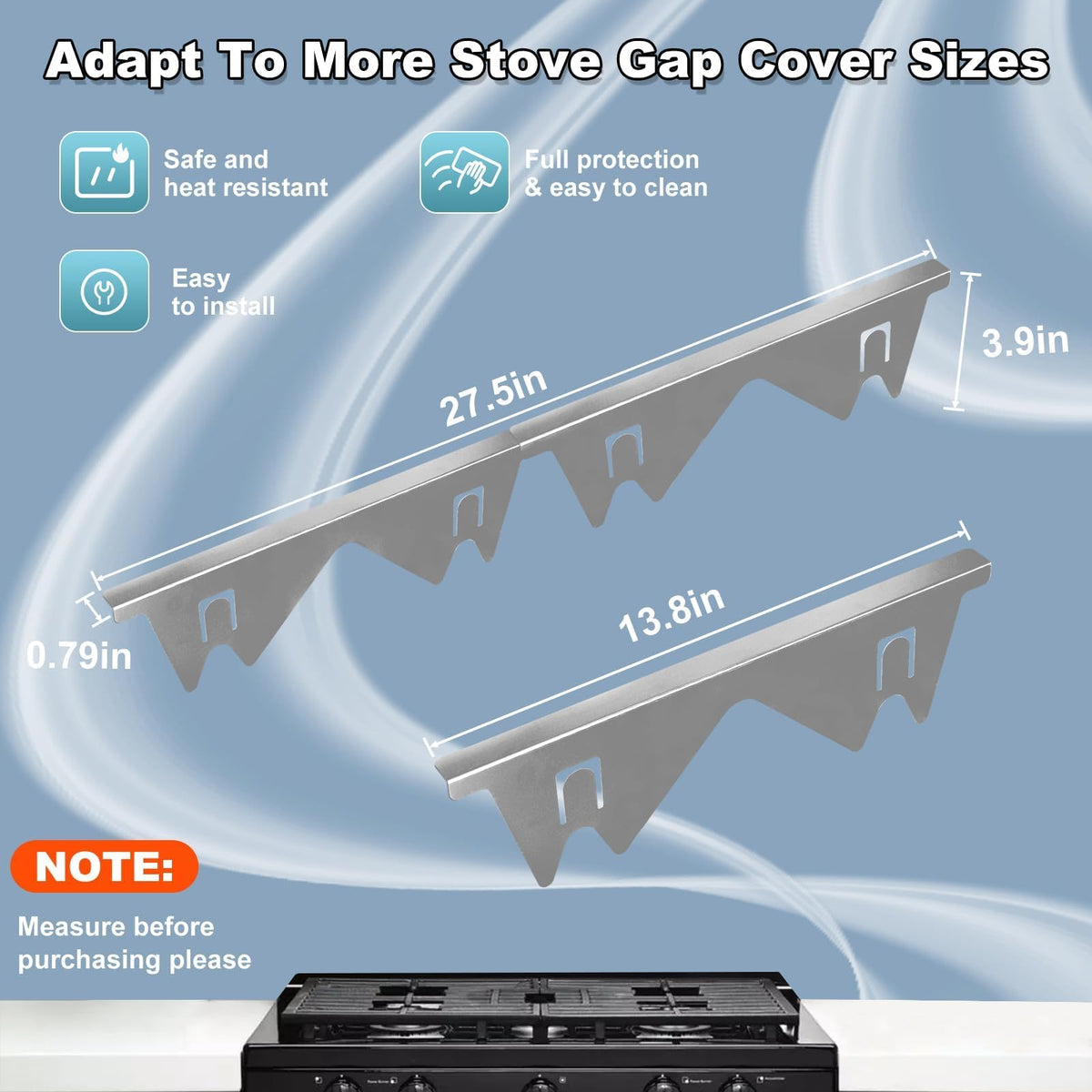 Adjustable Stainless Steel Stove Gap Covers for Kitchen Counter Spill Protection and Gap Filling