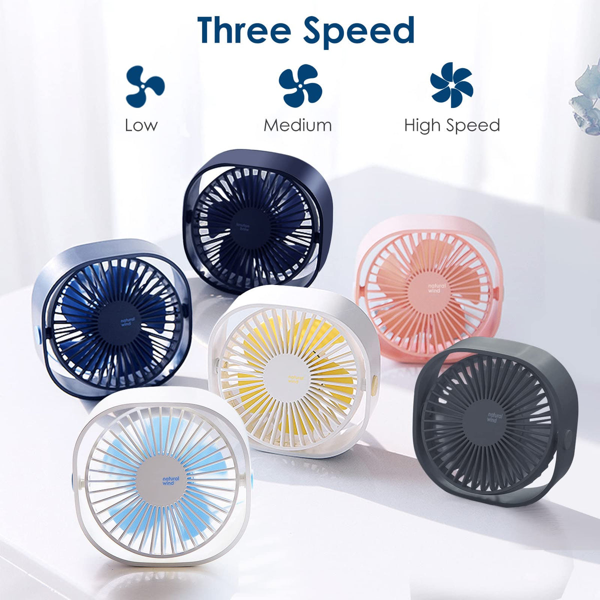Mini USB Desktop Fan with 3 Speed Control and 360° Adjustable Angle for Office, Home and Travel