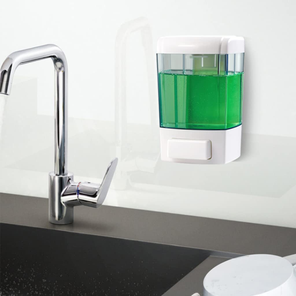 Wall Mounted Soap Dispenser with Transparent 500 ml Manual Press Design for Bathrooms Offices and Shared Sinks