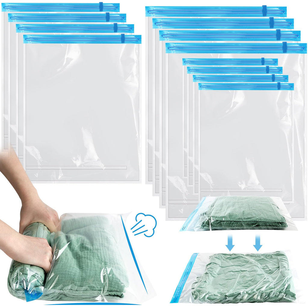 Roll Up Compression Bags with No-Pump Design for Clothes, Blankets, and Travel Storage