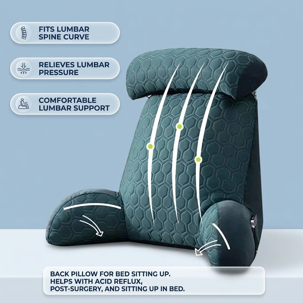 Silk Reading Lounge Cushion with Side Pockets and Washable Cover