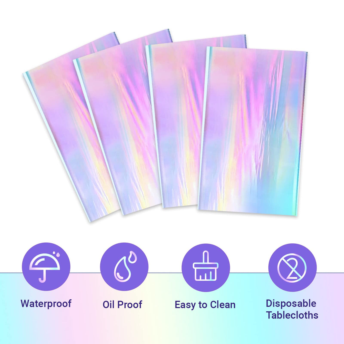 Laser Rainbow Disposable Tablecloth Holographic PVC Rectangular Table Cover for Birthday Wedding Party Decor