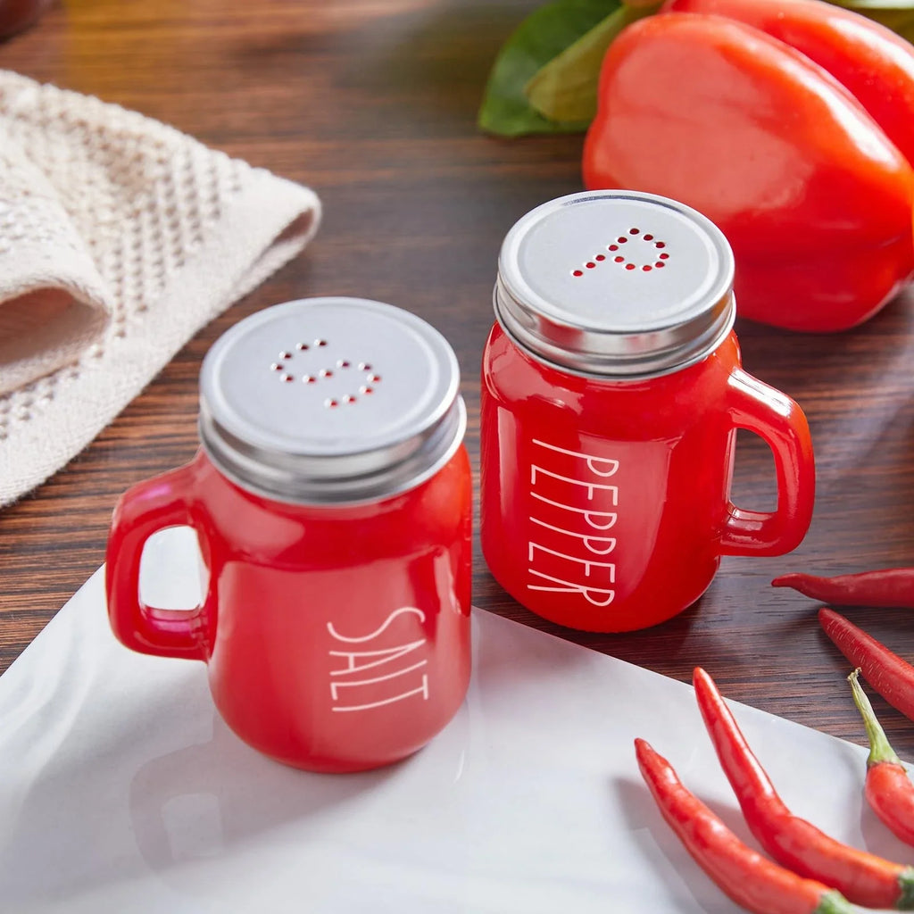 Handled Glass Shaker Set with Stainless Steel Lids for Salt Pepper and Home Table Seasoning