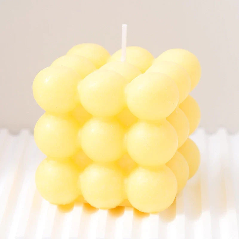 Handmade Aroma Cube Candle with Decorative Soy Wax Design for Weddings and Home Ambience