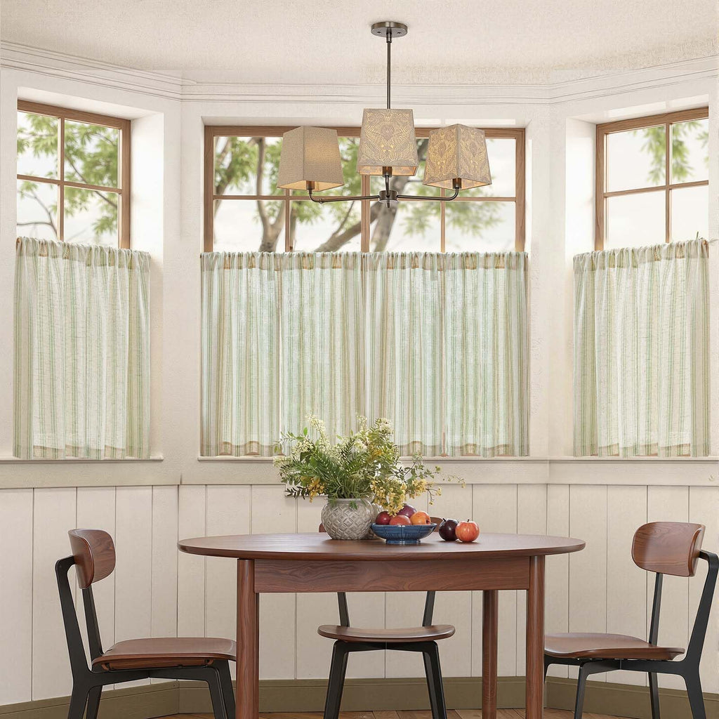 Linen Blend Curtains with Light Filtering Fabric for Living Rooms, Kitchens, and Cafés